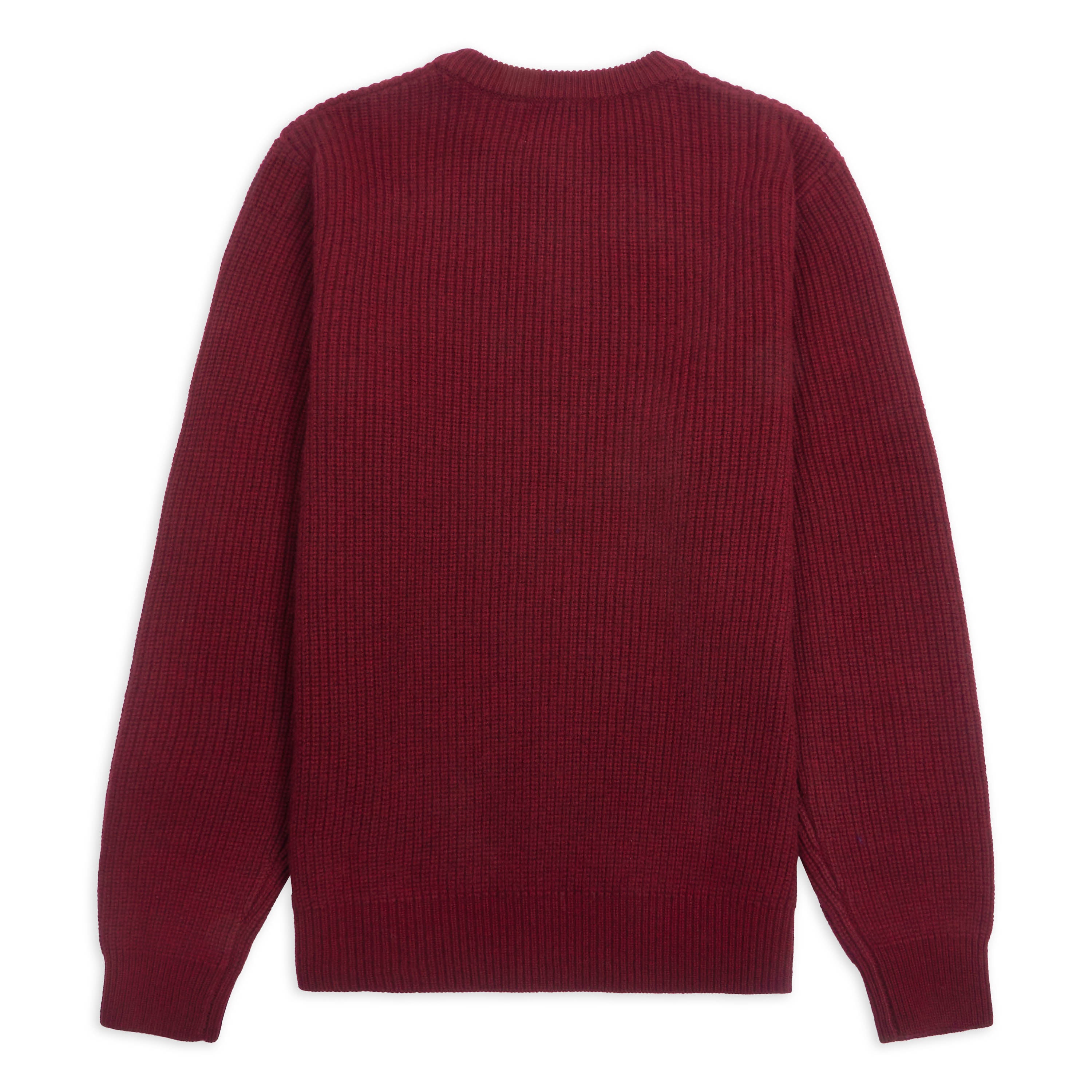 Ribbed Crewneck Jumper - Burgundy