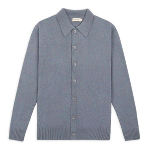 Burrows & Hare Collared Knitted Cardigan - Grey Marl
