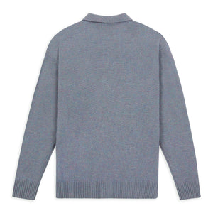 Burrows & Hare Collared Knitted Cardigan - Grey Marl