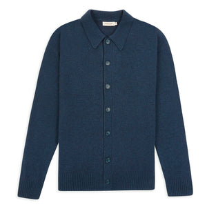 Burrows & Hare Collared Knitted Cardigan - Blue